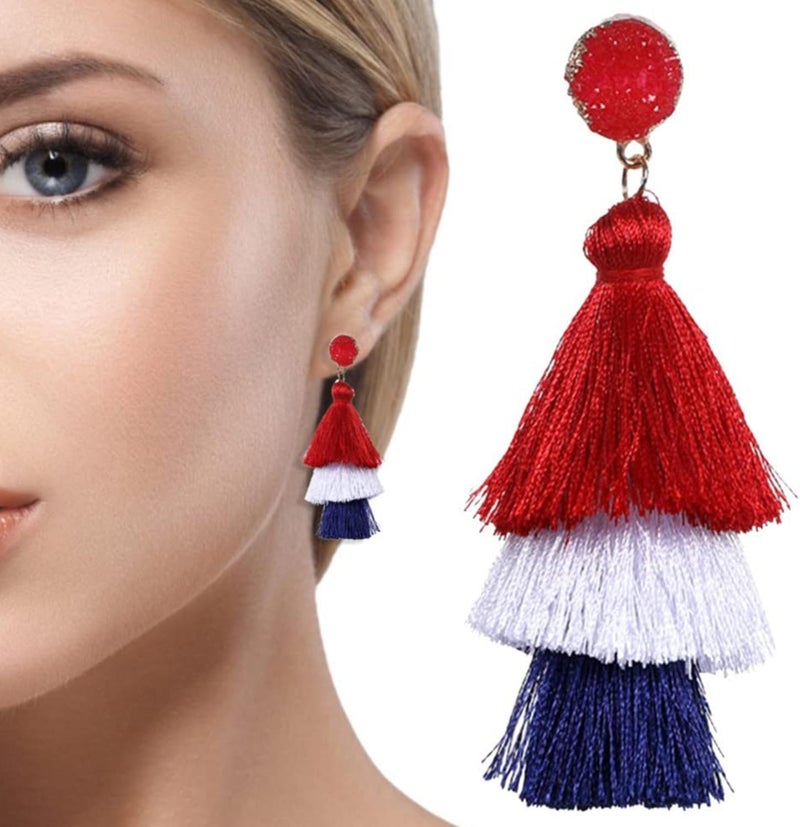 ecozran Halloween, Christmas, 4th of July Patriotic Earrings, Holiday Earrings Independence Day Stud Dangle Drop Earrings Hook Fashion Jewelry Gift for Women - Image 2